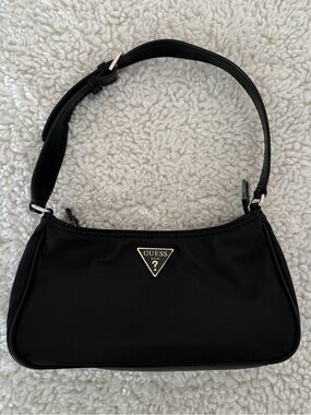 GUESS Black Nylon Mini Shoulder Bag Gold - Mint Condition